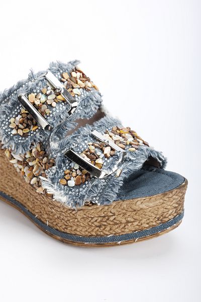 AYDOĞDU by ünal Alacati Stylish Padded Sole Gray Slippers- 20400