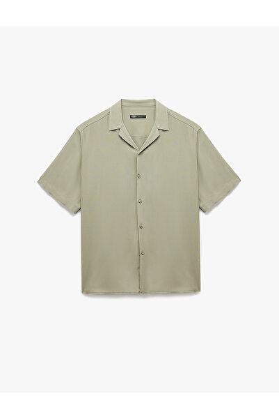 Koton Short Sleeve Turn-Down Collar Buttoned Viscose Shirt