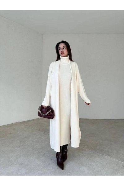 NZL TEKSTİL Dgns''Teacher Collection'' 2-Piece Cardigan-Dress Set Star of the Night