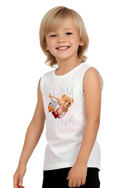 FYK KİDS Boy's Slam Dunk Printed Top-Bottom Kit