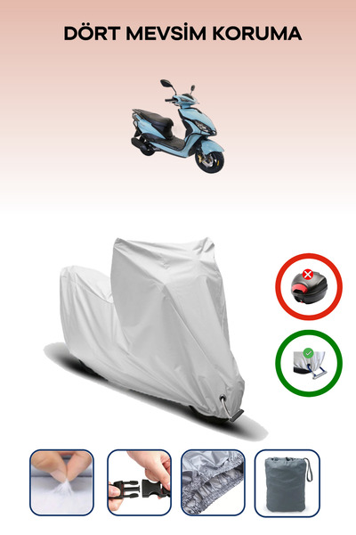 Breen Gray, Arora Freedom 50, Motorcycle Tarpaulin, Lock Compatible, Rear Bag...
