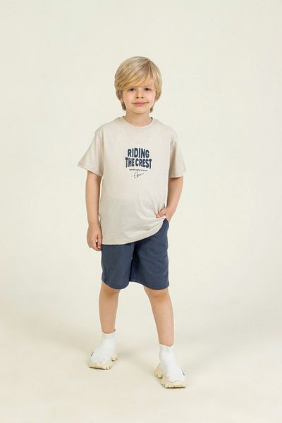 DMB BOYS & GIRLS Boys' Summer Printed Cotton T-Shirt and Linen Look Shorts Boys' Set