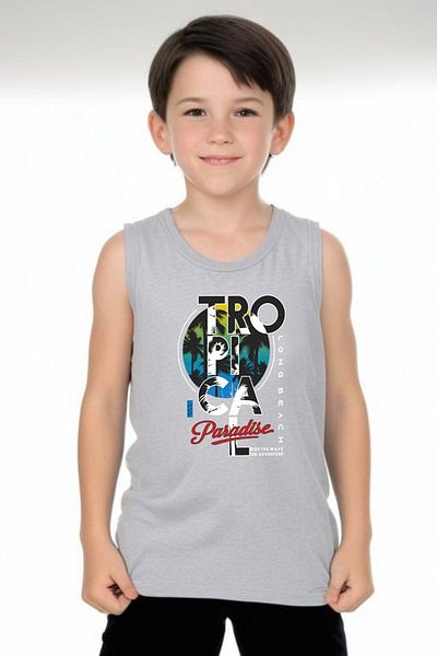 FYK KİDS Boy's Tropical Printed Top-Bottom Suit