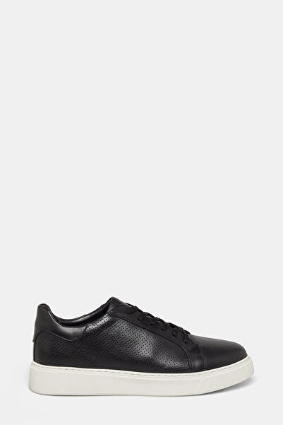 W Collection Black Leather Sports Shoes