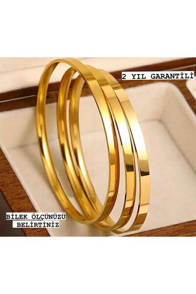 İNN JEWELLERY Çelik Kalın Ajda Bilezik 65 Mm Kararmaz 3 Adet (2 YIL ITHALATÇI GARANTİLİ) Ölçü Belirtiniz