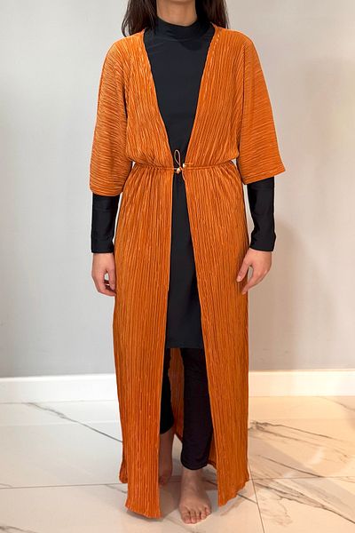 Remsa Mayo Pleated Kimono Pareo Kaftan Connectable Rpk004 Cinnamon