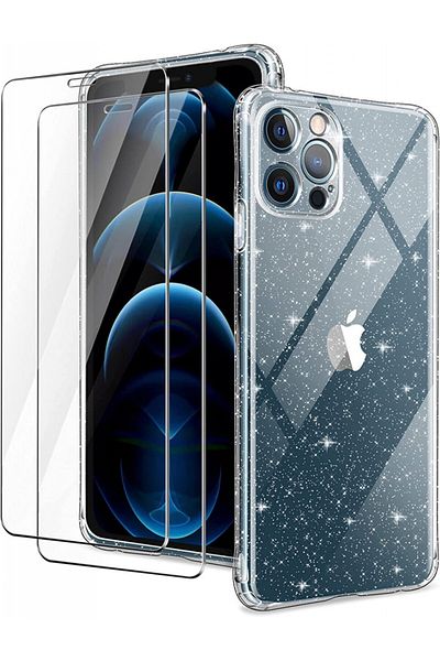 Yirsur Set of protective case and 2 glass films for iPhone 12 Pro YIRSUR, transparent, 6.1 inches