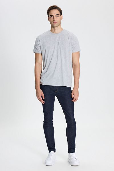 AC&Co / Altınyıldız Classics Baumwolle Slim Fit Slim Fit Rundhalsausschnitt Grau Melange T-Shirt