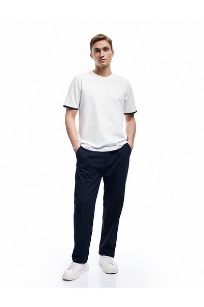 Koton Crew Neck Color Contrast Regular Fit Cotton Tok Fabric Short Sleeve T-Shirt