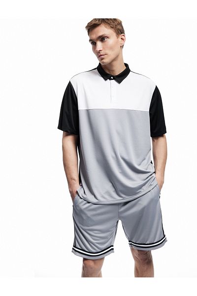 Koton Short Sleeve Polo Neck Color Block Oversize Sports T-Shirt
