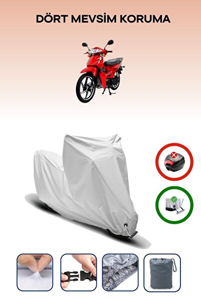 Breen Gray, Mondial 50 Sfc, Motorcycle Tarpaulin, Lock Compatible, Rear Bag I...