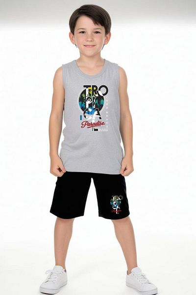 FYK KİDS Boy's Tropical Printed Top-Bottom Suit