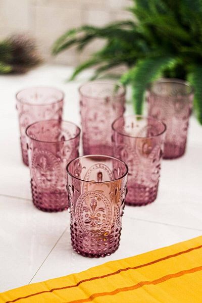 Depa Acrylic Plum 6-Piece Short Cup & Water Soft Drink Coffee Side Cup 400 ml (Not Glass)