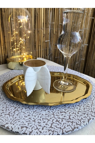 zeynepin dükkanı Beyaz Büyük Boy Payetli Çay Kahve Sunum Servis Supla Lastikl...