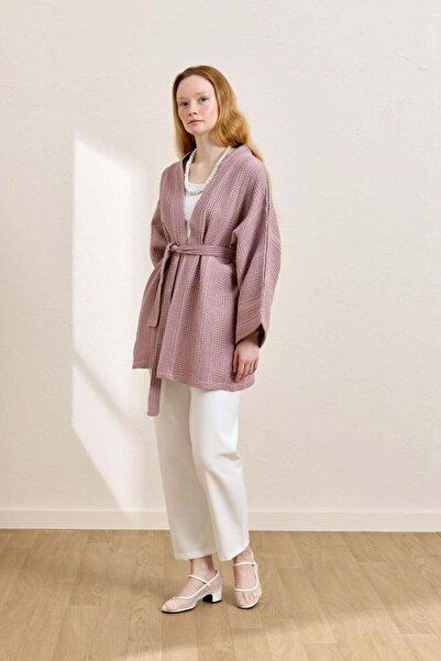 Ceylan Otantik Lilac Waffle Short Kimono