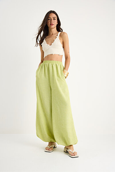 Bianco Lucci Women's Elastic Waist Lined Pocket Detailed Shalwar Trousers 2196 60283349