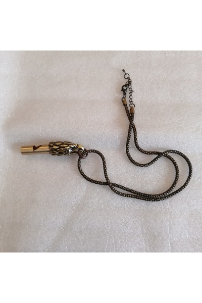 Butik Tülin Unisex Authentic Brass Eagle Head Whistle Necklace 30 cm Made in ...