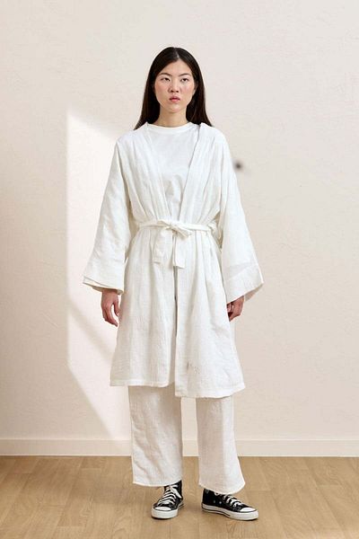 Ceylan Otantik White Scalloped Muslin Long Kimono