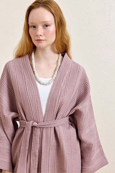 Ceylan Otantik Lilac Waffle Short Kimono