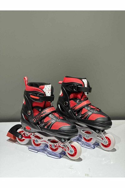 SUDESA OYUNCAK Children's Skates Lighted Size 34 - 37 Adjustable Metal Body with Bag Practice Skates Color: Purple