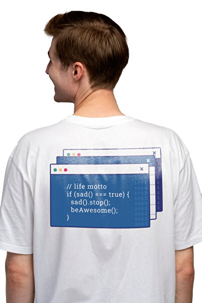 StoryGift Romania Tricou bărbătesc cu cod, text în engleză, If Sad True Sad S...