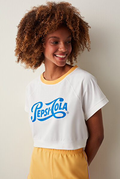 Penti Beyaz Pepsi Kısa Kollu Tişört Pijama Üstü