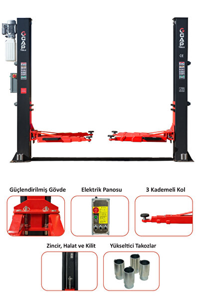G GAPTOOLS 5 Ton İki Sütunlu Tam Otomatik Hidrolik Lift GPL103