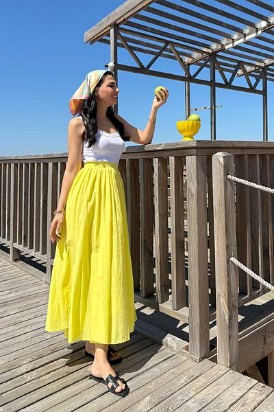 Seda Yalçın Atelier Yellow Pinterest Flowy Premium Skirt