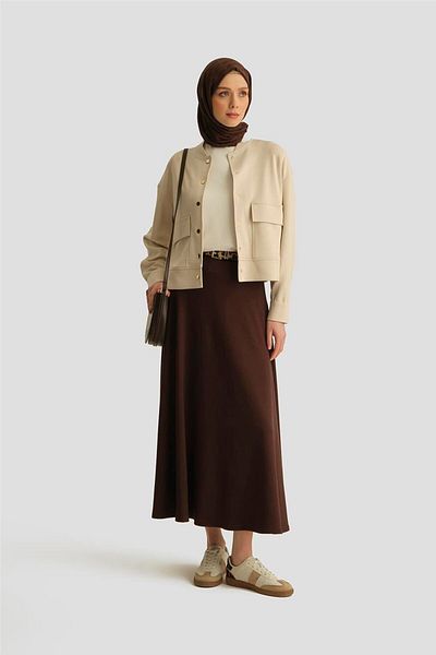 Armine Modal Flared Skirt 25Yd4233-2 Brown