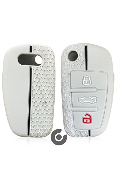 Alazpay Husă pentru chei din silicon pentru Audi A1 A3 A4 A5 A6 A7 și Q3 Q5 Q7 Q8 și TT S3 S4 S6 RS (gri deschis)