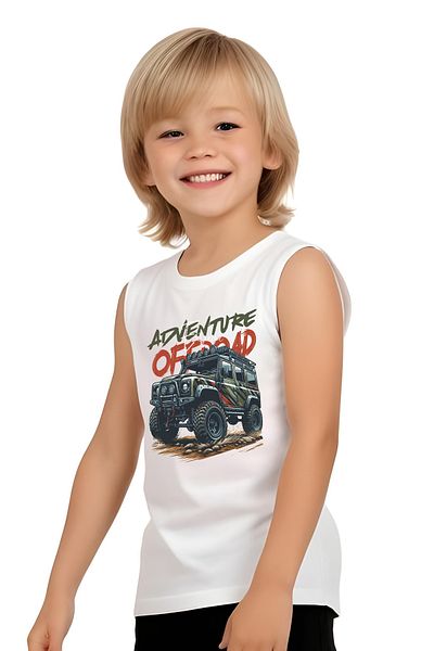 FYK KİDS Boy's Advanture Printed Top-Bottom Suit