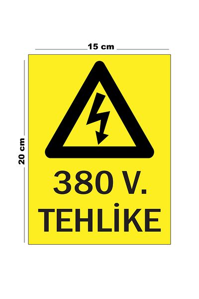 Lucena Metal 380V Hazard 15cm X 20cm Warning Sign Directional Sign
