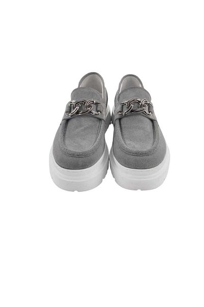 Oneka Shoes 130824Lktr990 Men's Casual Loafer Ring Buckle Gray Suede