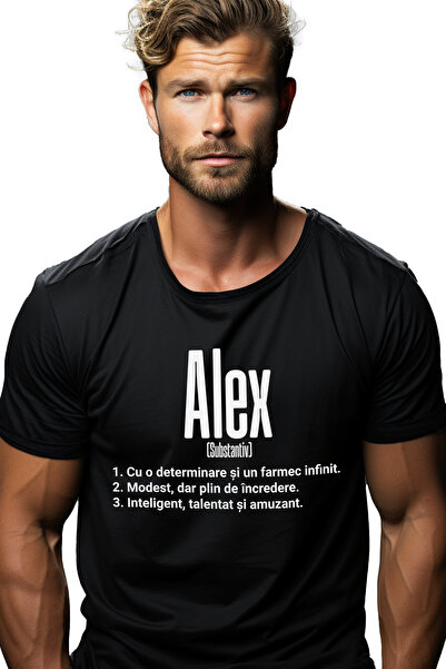 StoryGift Romania Tricou Barbati Cu Numele Alex, Determinare, Modest, Intelig...