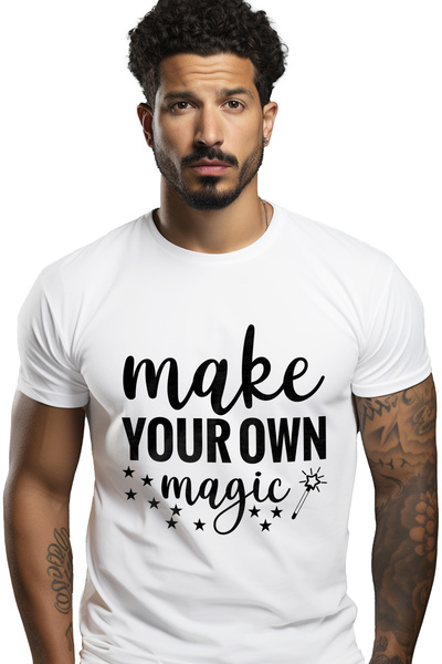 StoryGift Romania Tricou bărbătesc cu baghetă magică și stele cu mesajul „cre...