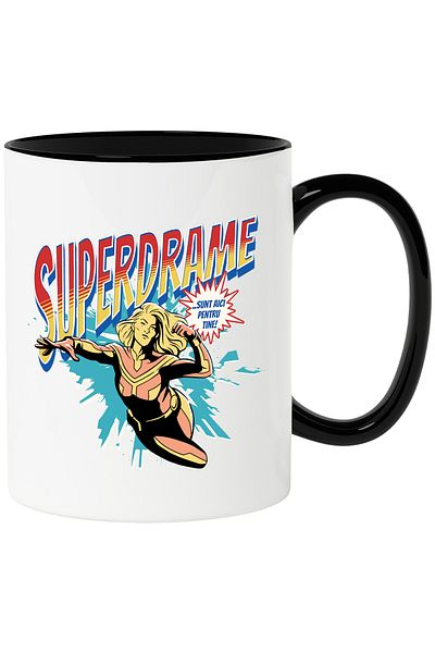 StoryGift Romania Super Drama Mug, Superhero I'm Here For You, 330ml, Ceramic with Black Handle, With ,STG
