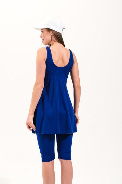 Plistre 2257_Women's 2-Piece Suit with Leggings Crisscross Band Suspender Dress Sea/Pool Swimsuit
