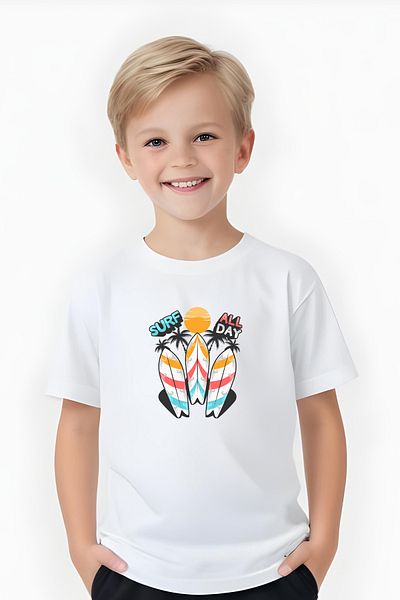 FYK KİDS TRIOC BĂIAȚI CU GÂTUL ROTUND SURF ALL DAY PRINT