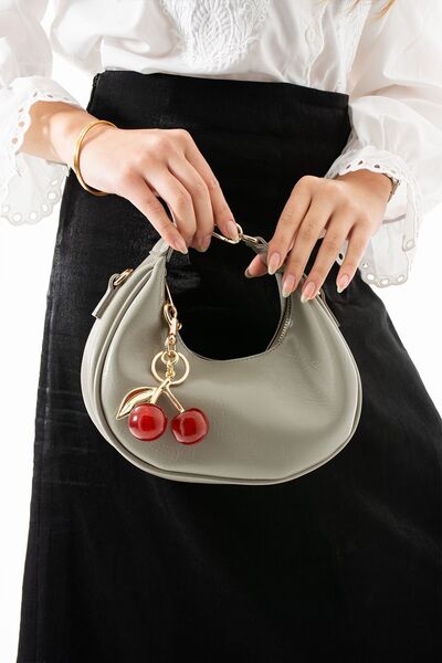 mèche atelier since 2024 Valeria Women's Hand and Shoulder Bag with Cherry Charm Gift Çağla Green