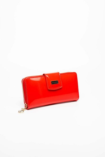 Silver Polo Silver & Polo Patent Leather Red Sp928 Women's Wallet & Card Holder