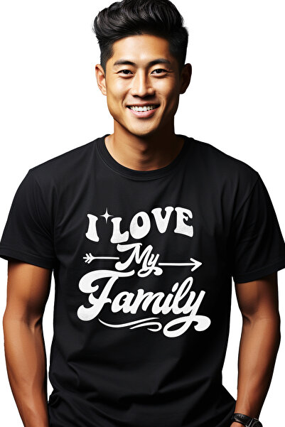 StoryGift Romania Tricou bărbătesc cu mesajul „Îmi iubesc familia” - I Love M...