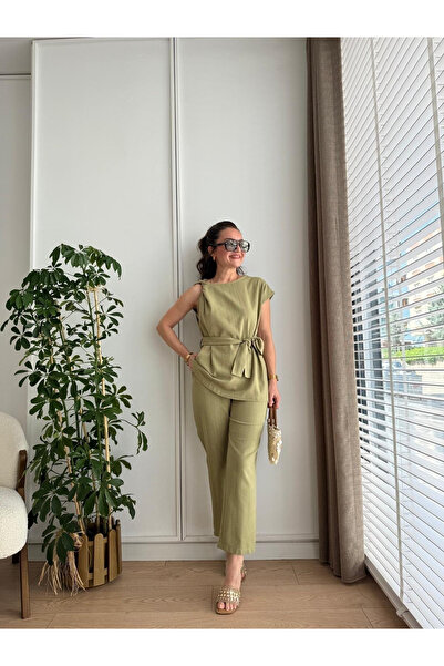 My Blog Çağla Shoulder Twist Detailed Blouse Trousers Set - 8644