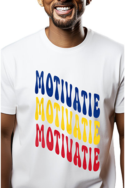 StoryGift Romania Tricou Barbati Cuvantul Motivatie, in Culorile Steagului Ro...
