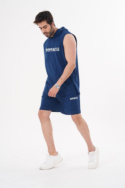 ACTIVE MODA - طقم تي شيرت رجالي بأكمام قصيرة مطبوع عليه بوبسينات - طقم شورت مكون من قطعتين قطن مقاس كبير