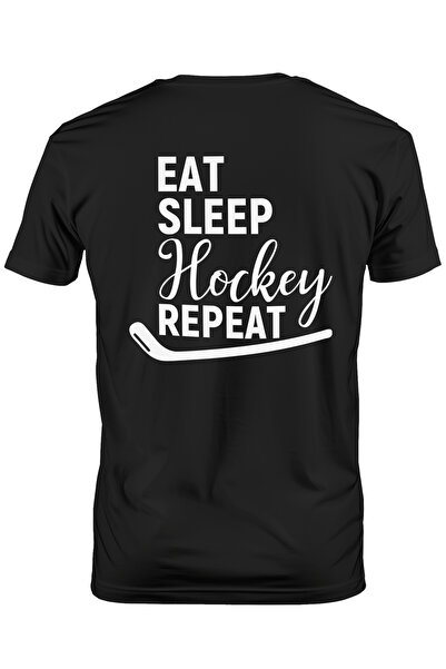 StoryGift Romania Tricou bărbătesc pentru fanii hocheiului cu textul „mănâncă...