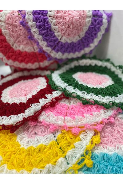 heptrend Copy - Hep Trend Hand Knitted 5 Colorful Round Washcloths
