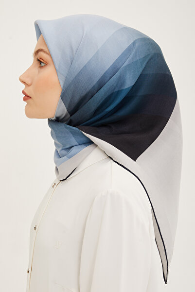 Armine Шовковий шарф Nostalji Sura 8904DS-13 Смугастий візерунок БЕБЕ БЛАКИТНИЙ-ІНДИГО