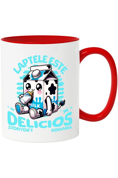 StoryGift Romania Mug with Milk Carton Baby Text Milk is Delicious, Nature, Ceramic, 330ML,, With ,STG