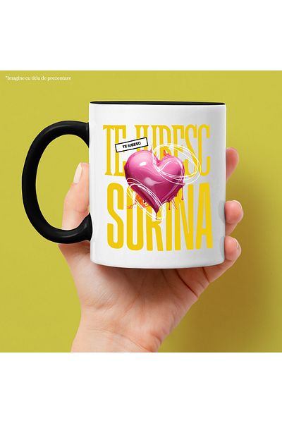 StoryGift Romania I Love You Sorina Mug, Love, Heart, Valentine's Day, Valentine's Day, Wave, With, STG