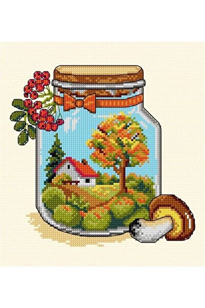 EleganTShoP Комплект за бродерия с кръстосан бод „Орхидея“ (конец, игла, плат...